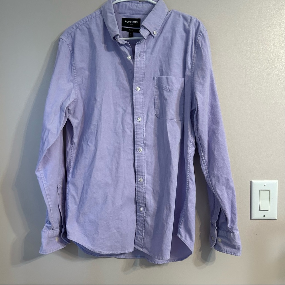 Bonobos Men's Medium Slim Fit Purple Button-Down Shirt